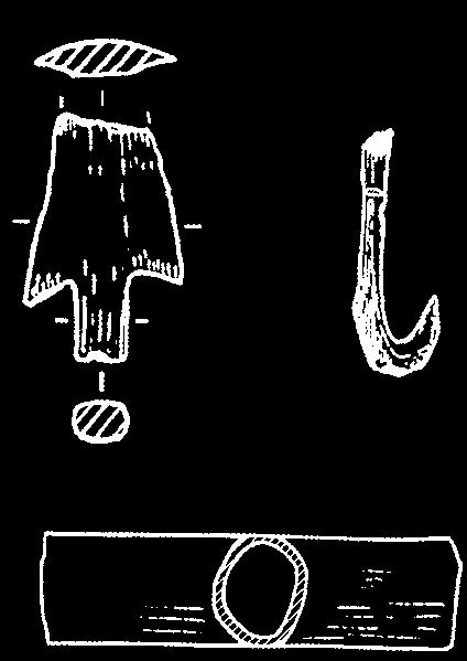 Fish hook (T A:);. Tube (T A:). Figure Bone fish hook (T A:). Inside the jar incised with leaf vein-like design while the outside is decorated with incised parallel lines. The mouth is.
