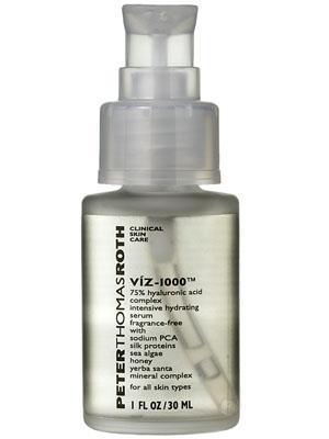 Peter Thomas Roth: Viz-1000 Product Description: Viz-1000 is a super concentrated 75% Hyaluronic Acid complex that keeps the skin hydrated all day and night with an invisible veil of moisture.
