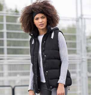 SF29 SK029 S, M, L, XL 152 g/m² Ladies Padded Gilet with Detachable Hood SF Women Detachable stud fastening hood with heather grey jersey lining