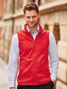 R-041M-0 XS, 315 g/m² Men s SmartSoftshell Gilet Russell Higher degree of breathability Durable Water Repellent Du Pont Teflon Coating Microfleece lining 2 zipped pockets Reverse zippers Drop tail