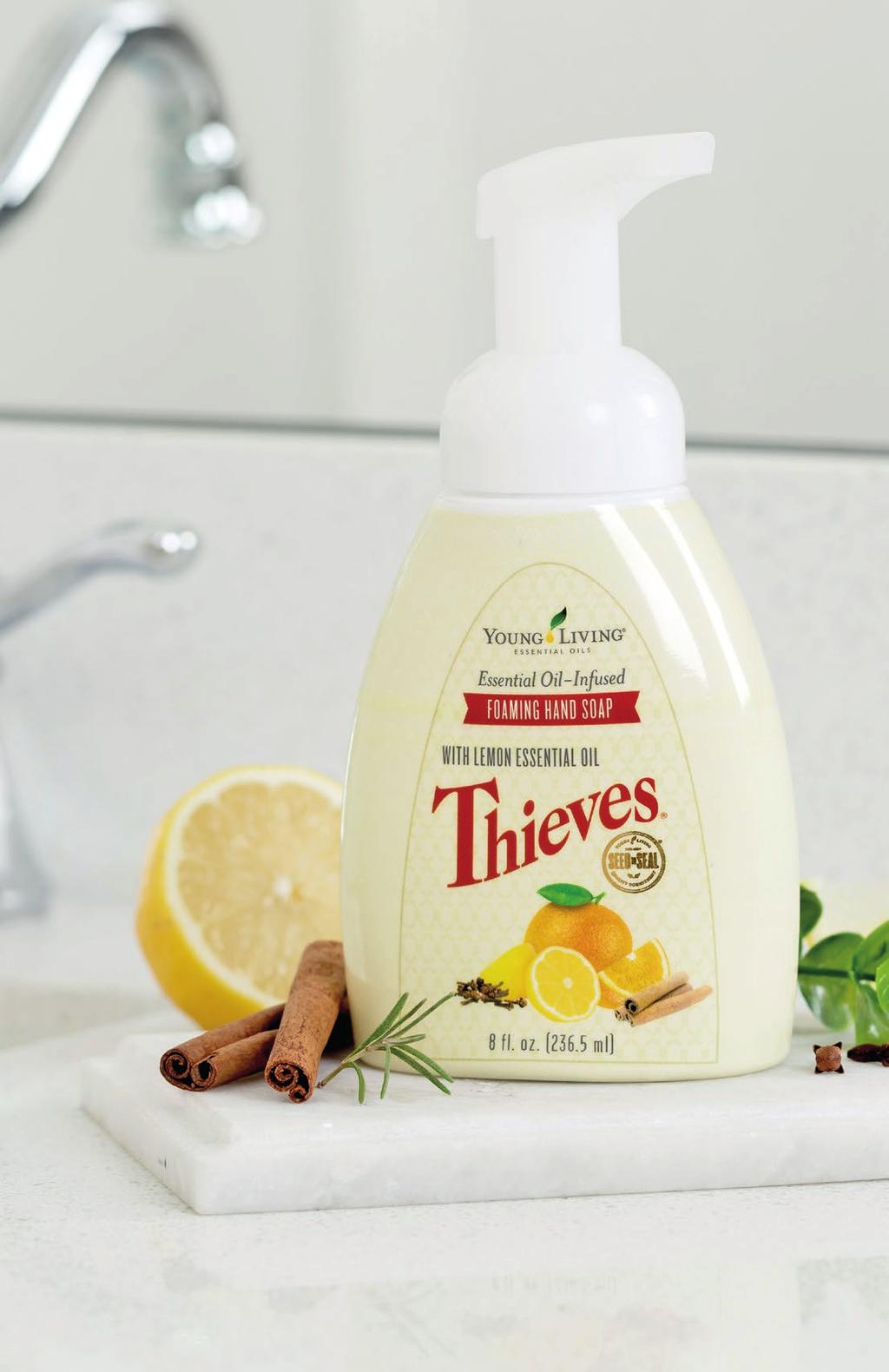 Thieves Foaming Hand Soap can also be used as an effective spot remover on fabrics! THIEVES FOAMING HAND SOAP Single Item No. 367402 3 pk. Item No. 364302 Refill Item No.