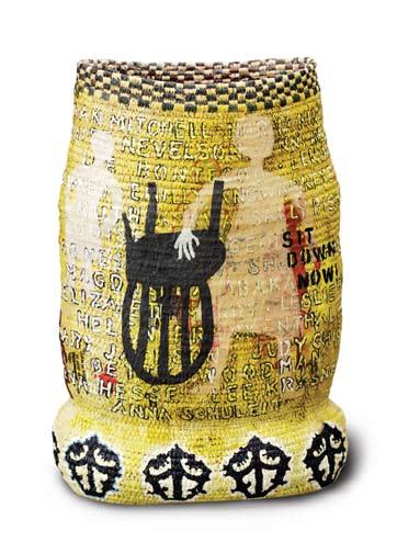 The tale is written on a dress in each of the baskets in this series and refers to an experience I had in the fall of 2010.