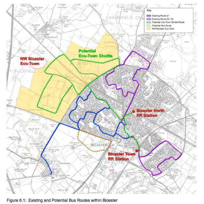 4.13 Current sustainable transport solutions for North West Bicester include: 4.