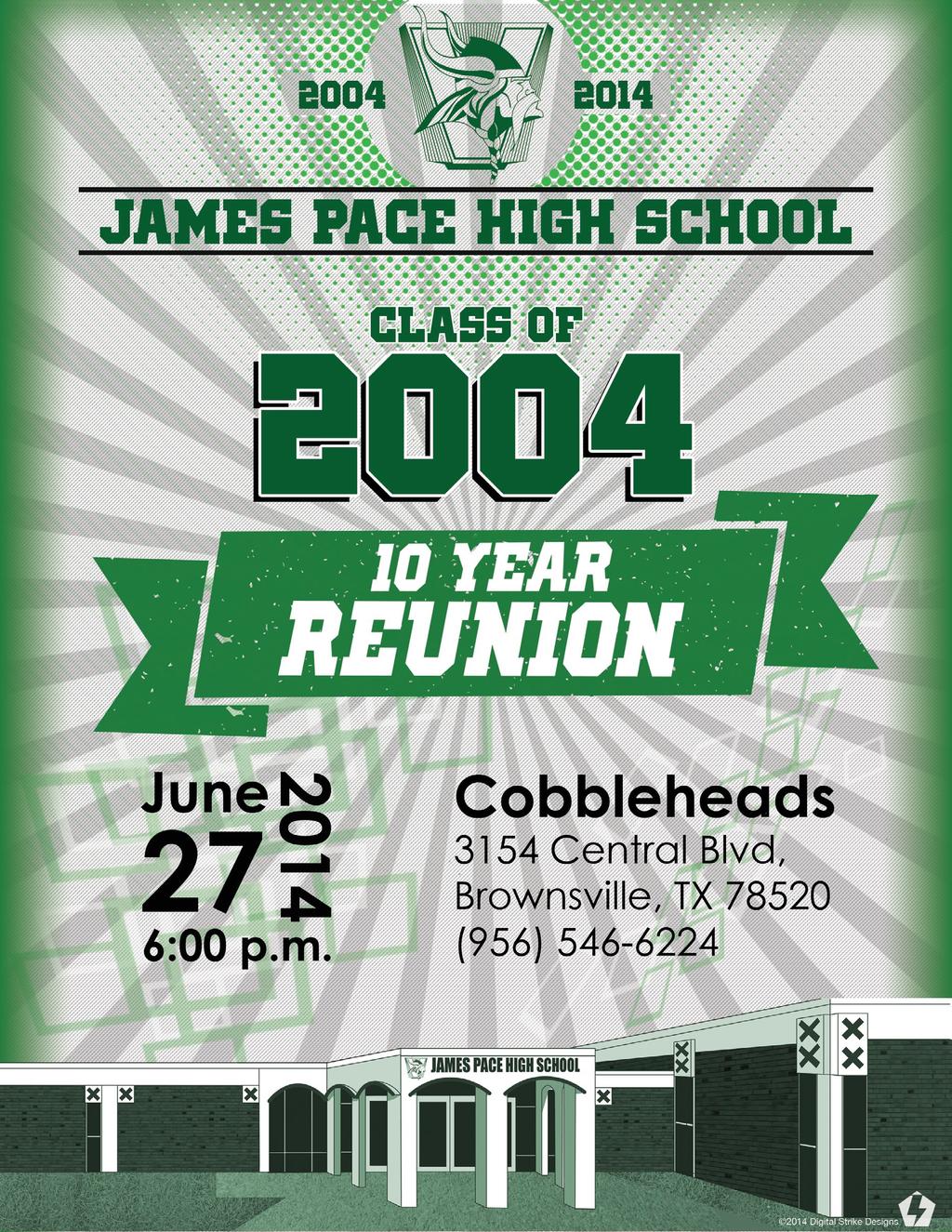 Pace High School class of 2004 10th year Reunion Event Poster Freelance (2014) Ten years after my high school graduation, I was approached by my former senior class president who was interested in my