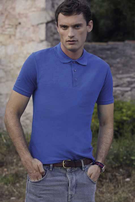 Guaranteed to perform at 60 C wash Three-button placket with self-coloured buttons (Mens only) Two-button placket with