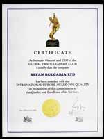 - In 2014 Refan Bulgaria LTD won the German Economic Award for special aims to contribute to the