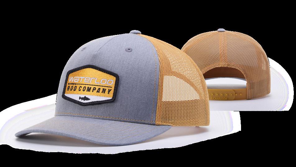 LIFESTYLE TRUCKER 112FP FIVE PANEL TRUCKER FIT: ADJUSTABLE SNAPBACK SHAPE: MID-PRO FABRIC: TWILL/POLY MESH EMBROIDERED PATCH OD038 COLORS AVAILABLE MARCH 2019 SPLIT COLORS: First color is crown front