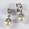 Lot: 39 Lot: 44 Pair of pearl & diamond set drop earrings, approx. 15mm drop, comprising cultured pearl, approx.