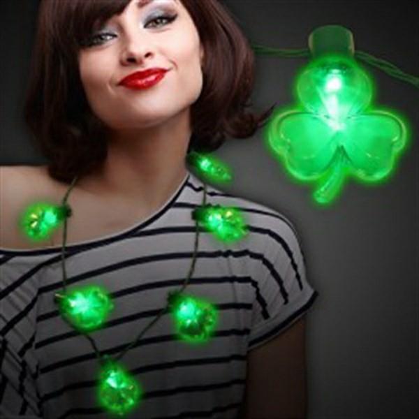 Product Name Shamrock LED Necklace Description Get the luck of the Irish with this Shamrock LED Necklace!