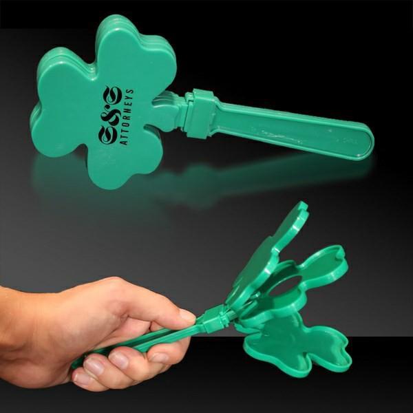 Product Name 7 1/2" Shamrock Hand Clapper Description Need a fun St. Patty's Day promotional product that won't break the bank?