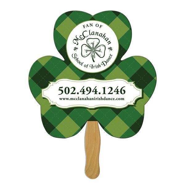 Product Name Shamrock Fast Hand Fan (1 Side) 1 Day Description Get your shamrock shaped Fast hand fan orders in by 12:00 CST and they'll ship the next day.