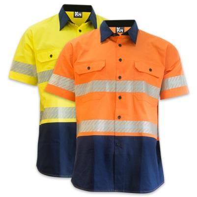 1:2011 for day or night use. Fabric cotton ripstop with heavy duty mesh; weight 145gsm Size 6-24 Colour: orange/navy (class d) Yellow/navy (class d) K53020 $56.
