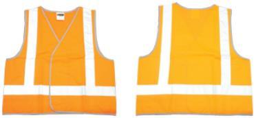SAFETY VESTS 120gsm 100% Polyester. Clear ID pocket, phone & 2 division pen pockets. Two sided elastic ribbing panel.