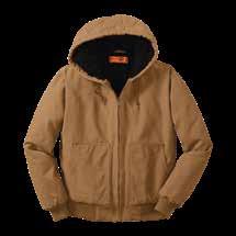 Features a hood with drawcords, front pouch pockets, and an interior zippered pocket. Colors: Black, Duck Brown, Navy Q1902 Sizes: XS-XL $79.98, 2XL-4XL $84.98, 5XL-6XL $89.