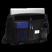 Made of 600D polyester canvas. An exterior side entry compartment is padded to hold most 17 laptops.