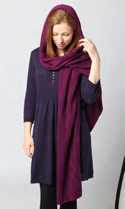 Hooded Scarf W1436 15% Wool / 85% Organic otton Knitwear One Size.