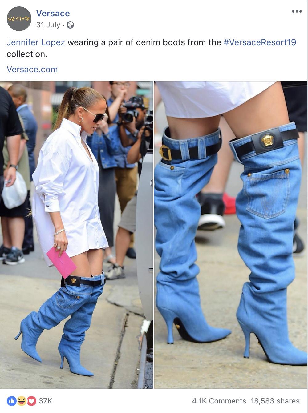 This post generated nearly 8K Haha reactions, with comments focusing on how the boots looked like her jeans had fallen down. Humor is not a usual response to posts by luxury brands.