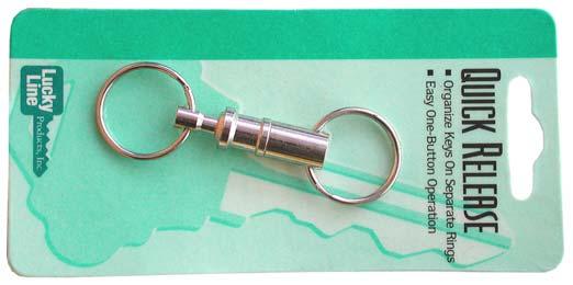 Keymate key ring release Nickel plated brass pull-part key release. Allows two lots of keys or other items to be carried independently of each other or connected together.