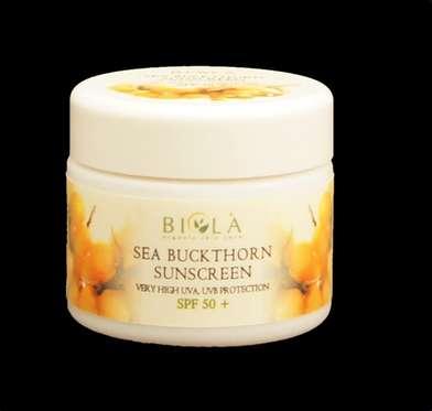 BIOLA824 SEA BUCKTHORN SUNSCREEN, VERY HIGH SPF 50+ Dermatologist tested hypoallergenic.