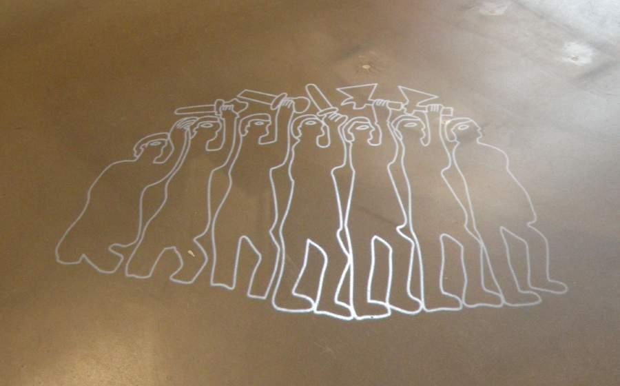 There is a picture projected on the floor that