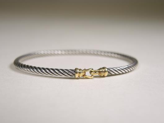 DAVID YURMAN 3mm Sterling Cable Buckle Bracelet Retails for $450, sold in one day for $249.