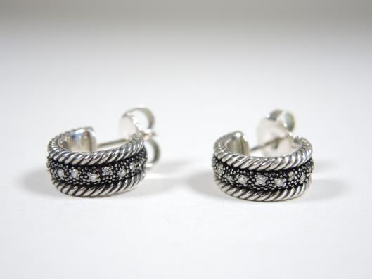 DAVID YURMAN Sterling and Diamond Hoop Earrings Sold in one day for $399.