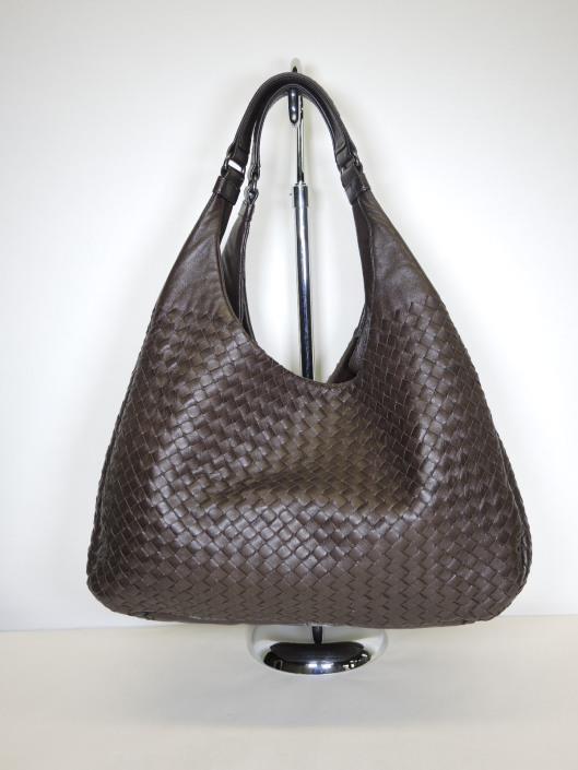 BOTTEGA VENETA Dark Brown Woven Leather Shoulder Bag Retailed for $2200, sold in one day for $649.