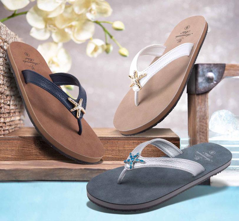NEW STARFISH ADORN OUR CLASSIC BEST SELLERS! OUR FAMOUS WANDERLUST EVA SOLES AND ARCH SUPPORTS WILL MAKE THESE YOUR GO-TO SANDALS FOR EVERYTHING, FROM SHORTS TO DRESSES.