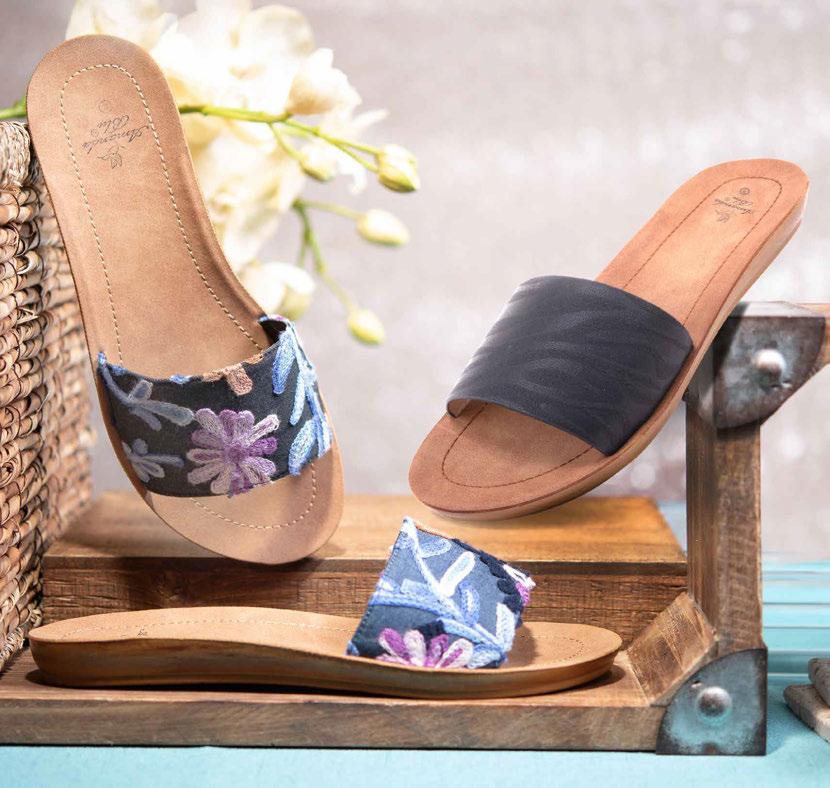 JUMPSTART YOUR WARM WEATHER WARDROBE WITH THESE SLIDES. DESIGNED WITH A COMFORTABLE SUEDED FOOTBED AND LOW WEDGE HEEL. THESE SLIP-ONS WILL BECOME YOUR NEW GO-TO WITH ANY OUTFIT.
