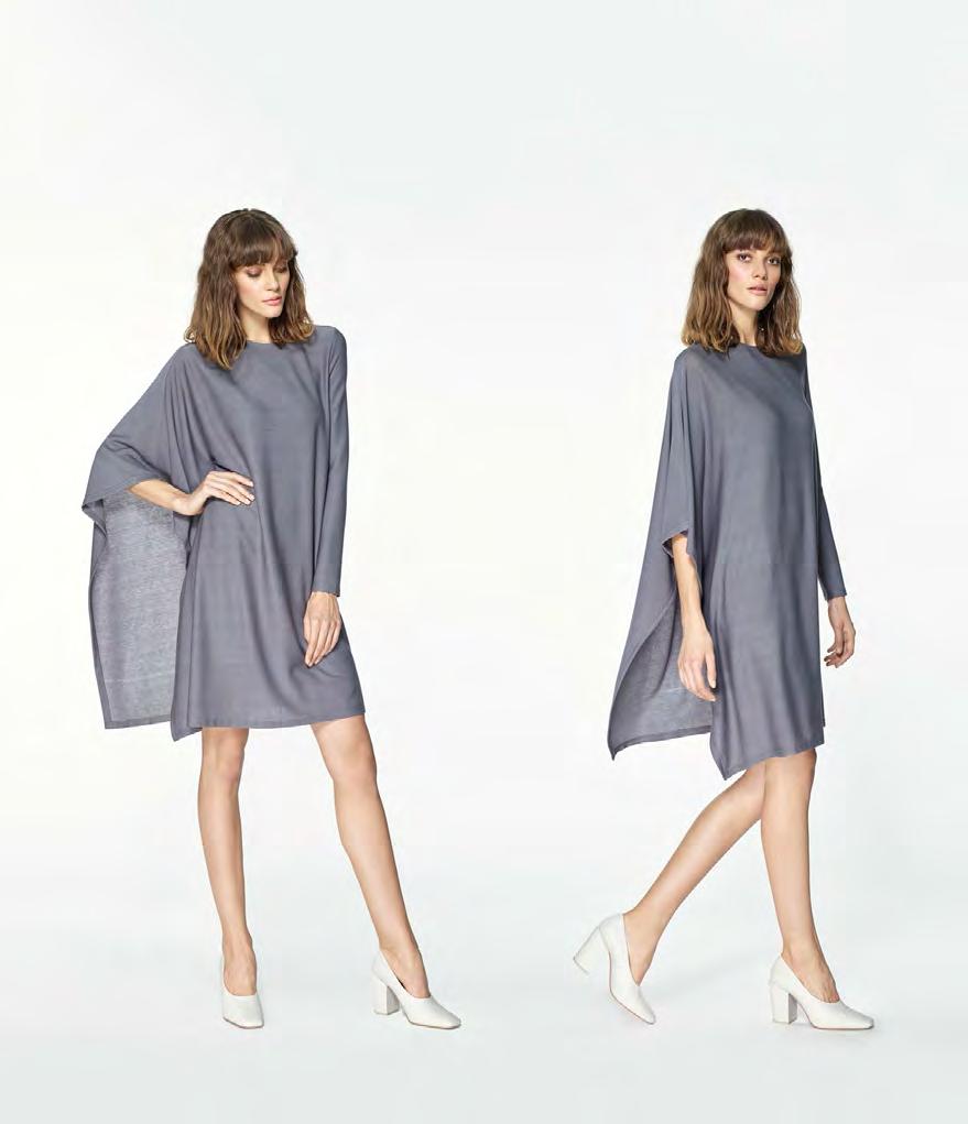 P170152B Velvet dress with twist knot waist Grey 95% Polyester 5% Spandex P170159A