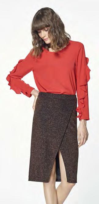 Polyester P170559C Ruffle sleeved top Red 100%