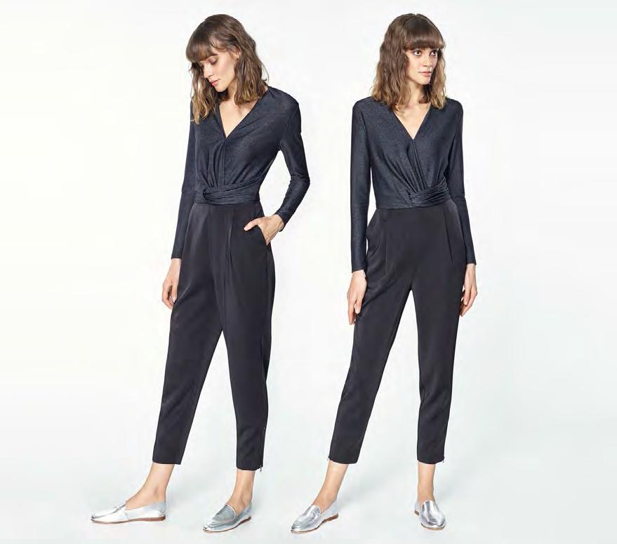 P170453A Turtleneck A-line knitted dress Black 70% Viscose 30% Nylon P170254B Wrap front jumpsuit with