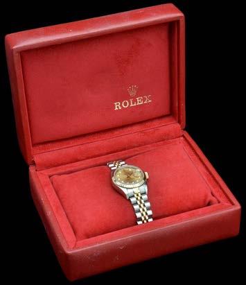 Watches 18 A LADY S OYSTER PERPETUAL DATEJUST STAINLESS STEEL AND GOLD AUTOMATIC CALENDAR BRACELET WATCH