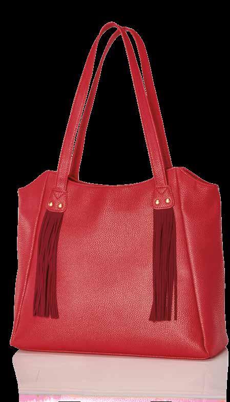 Stand out i n red Kylie Handbag Red, faux-leather handbag with top zip closure and flat handles.