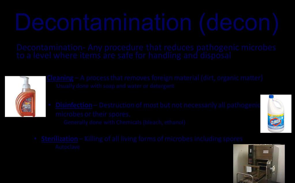 Inactivation and Surface Decontamination Describe