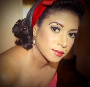 her into a pinup girl for the night. We created this look using thick black eyeliner and a bold red lip.