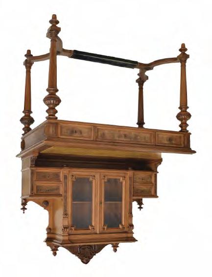 Lot 372 Lot 373 Lot 372 Late 19th Century Continental walnut writing cabinet or bonheur-du-jour, probably German, the superstructure with architectural pediment centred by a shield with monogram over