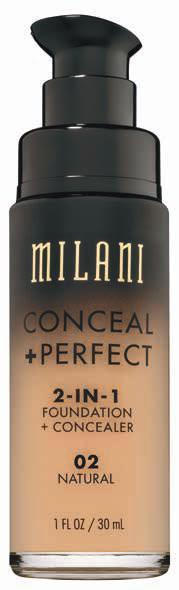CONCEAL + PERFECT 2-IN-1 FOUNDATION + CONCEALER MPCF A liquid foundation that conceals imperfections and evens skin tone Provides full coverage Non-drying, oil-free and fragrance-free No mess, no
