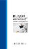 BLS820 Intense Pulse Light Radio Frequency. User&Training Manual