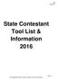 State Contestant Tool List & Information 2016
