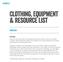 Clothing, Equipment & Resource List