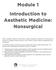 Module 1. Introduction to Aesthetic Medicine: Nonsurgical
