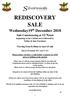 REDISCOVERY SALE. Sale Commencing at 12 Noon. beginning in the Cabinet area followed by Tables & then Furniture. Viewing from 8:30am to start of sale