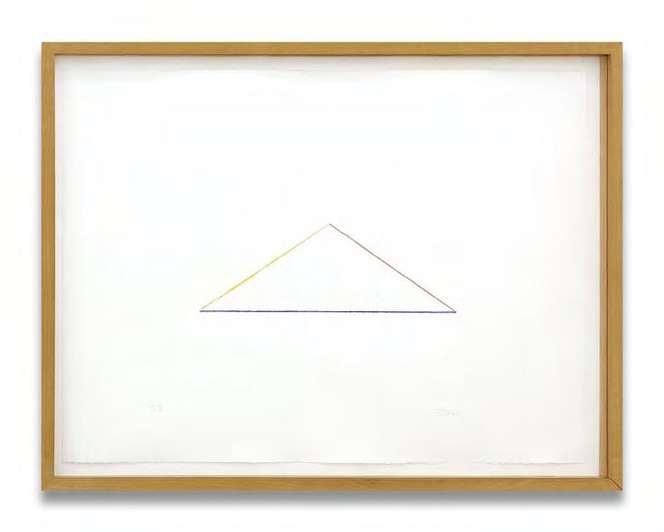 Fred Sandback Untitled Three colour stencil print made with a ruler on