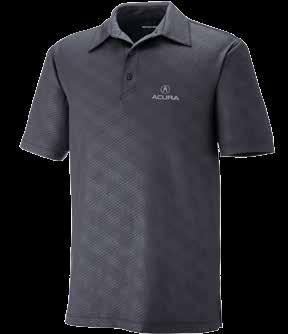 Self fabric collar with fashionable one-button placket and hemmed set-in sleeves. Acura logo embroidered on left chest.