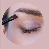 Next, use the flat edge to fill in the brow using short, even strokes. Use spoolie to groom and blend.