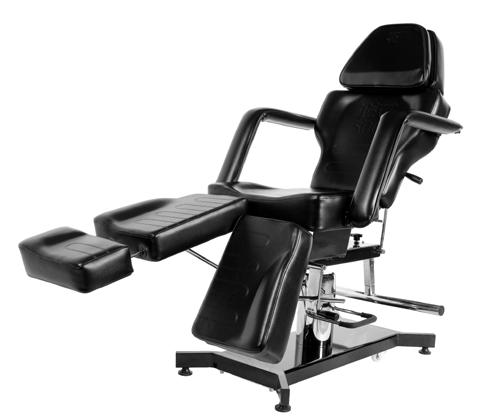 clients to get their upper and lower back tattooed in comfort. The new back rest can sit 90 degrees upward, and the legs can drop 90 degrees downward.