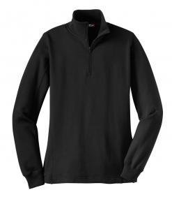 Sport-Tek Ladies ¼ zip Sweatshirt A stylish feminine fit and flatlock stitching details make this sweatshirt stand out. A rib knit cadet collar and 1/4-zip add to its appeal.