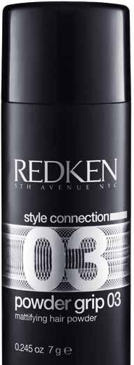 NEW POWDER GRIP 03 mattifying hair powder A LITTLE PRODUCT. A LOT OF TEXTURE. Redken s first-ever hair powder transforms hair s surface, creating a matte finish with amazing texture and fullness.