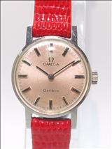 IMPORTANT WATCHES - PART IV 名贵手表 - 第四部分 Lot: 166 3DJAW175 OMEGA, A LADY'S S/STEEL MANUAL WATCH 奥米茄女装上链钢表 Round case. Metallic dial with applied baton markers and hands.